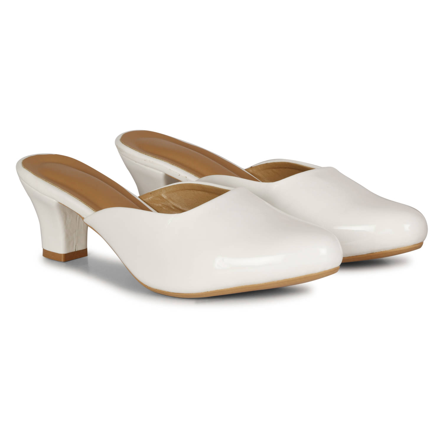     			Ishransh White Women's Slip On Heels