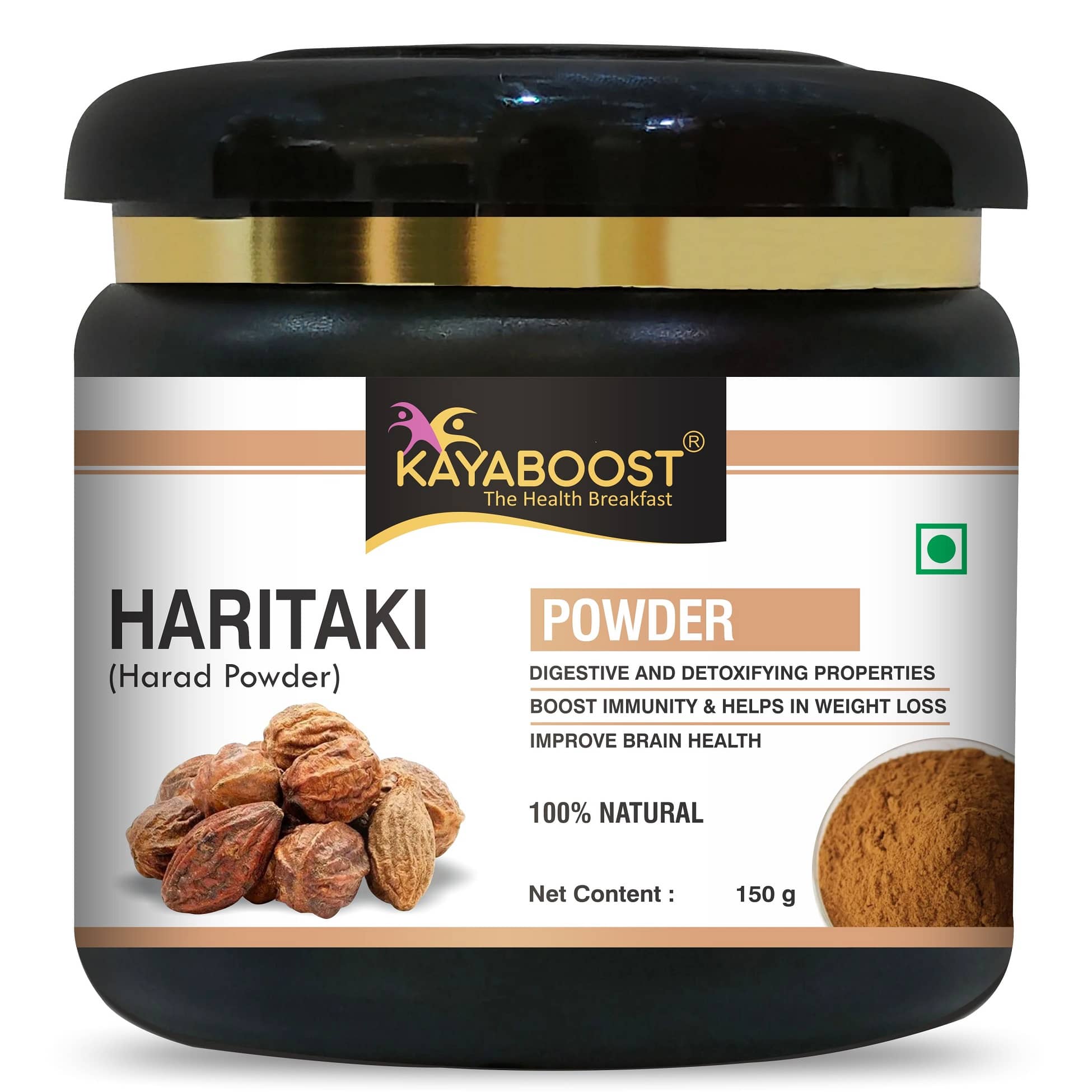 KAYABOOST Harad Powder - Haritaki Fruit Powder, Terminalia Chebula, Natural (150 g)
