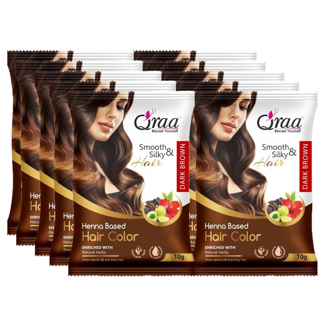 Qraa Hair Color Henna Herbal Semi Permanent Hair Color 100 g Dark Brown