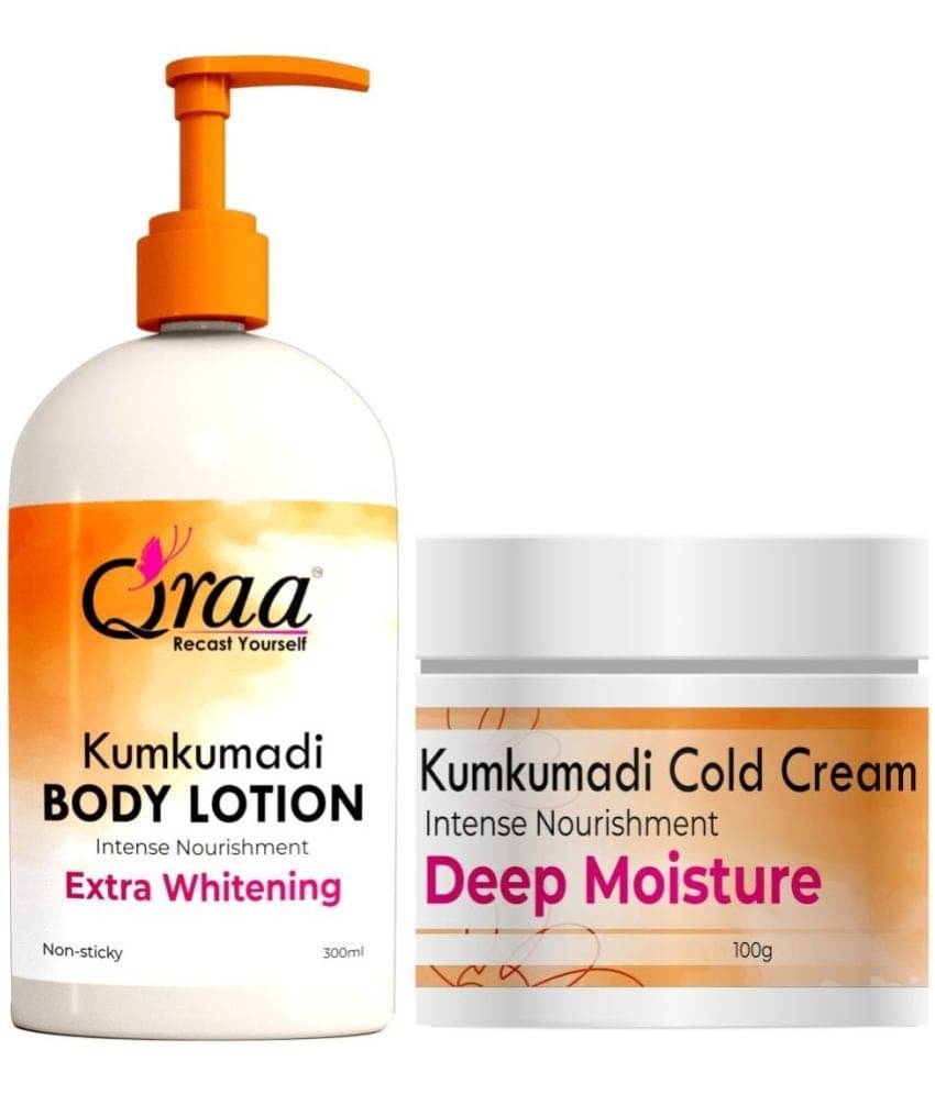 Qraa Kumkumadi Body Lotion With Cold Cream|Pack Of 2|For Whitening & Glowing Skin|400Gm Qraa Kumkumadi Body Lotion With Cold Cream|Pack Of 2|For Whitening & Glowing Skin|400Gm