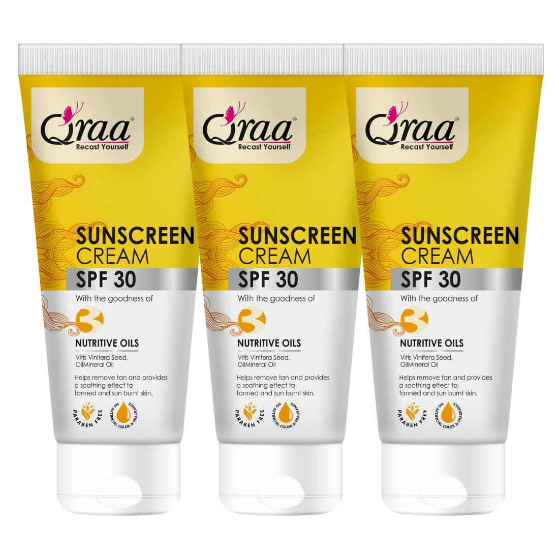 Qraa Sunscreen - Spf 30 Pa++++ |Helps Remove Tan|Helps In Sun Burn|Parabens Free 300 Gm (Pack Of 3)