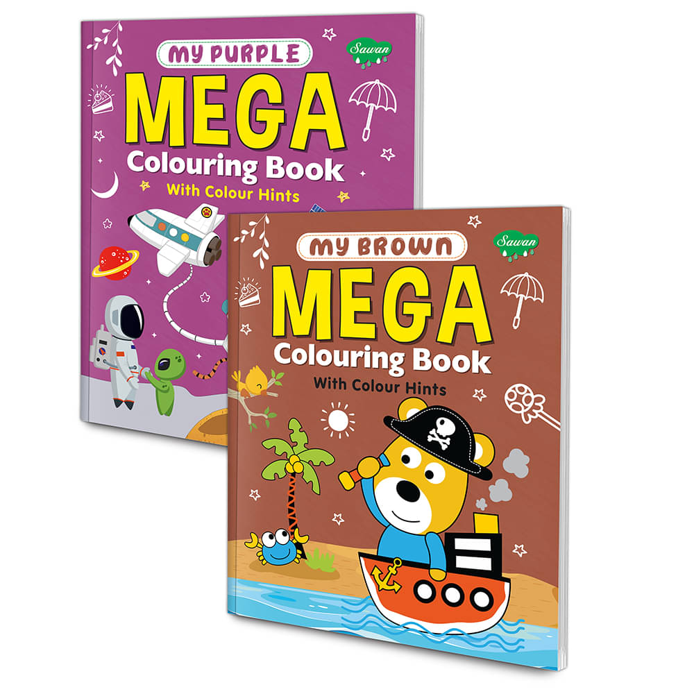 Set of 2 Mega Colouring Books | My Purple Mega Colouring Book and My Brown Mega Colouring Book | A perfect combo of colouring book Set of 2 Mega Colouring Books | My Purple Mega Colouring Book and My Brown Mega Colouring Book | A perfect combo of colouring book