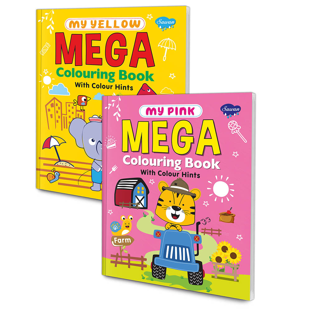     			Set of 2 Mega Colouring Books | My Pink Mega Colouring Book and My Yellow Mega Colouring Book |  A Dynamic Duo of Delightful Coloring Books