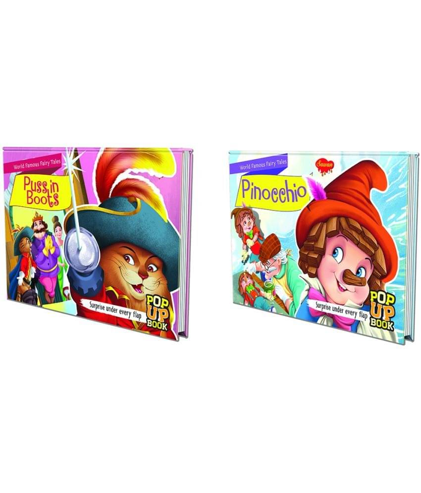 Set of 2 POP UP books World Famous Fairy Tales | Pinocchio and Puss in Boots| Two Books, One Fantasy: A Fairy Tale Set" Set of 2 POP UP books World Famous Fairy Tales | Pinocchio and Puss in Boots| Two Books, One Fantasy: A Fairy Tale Set"