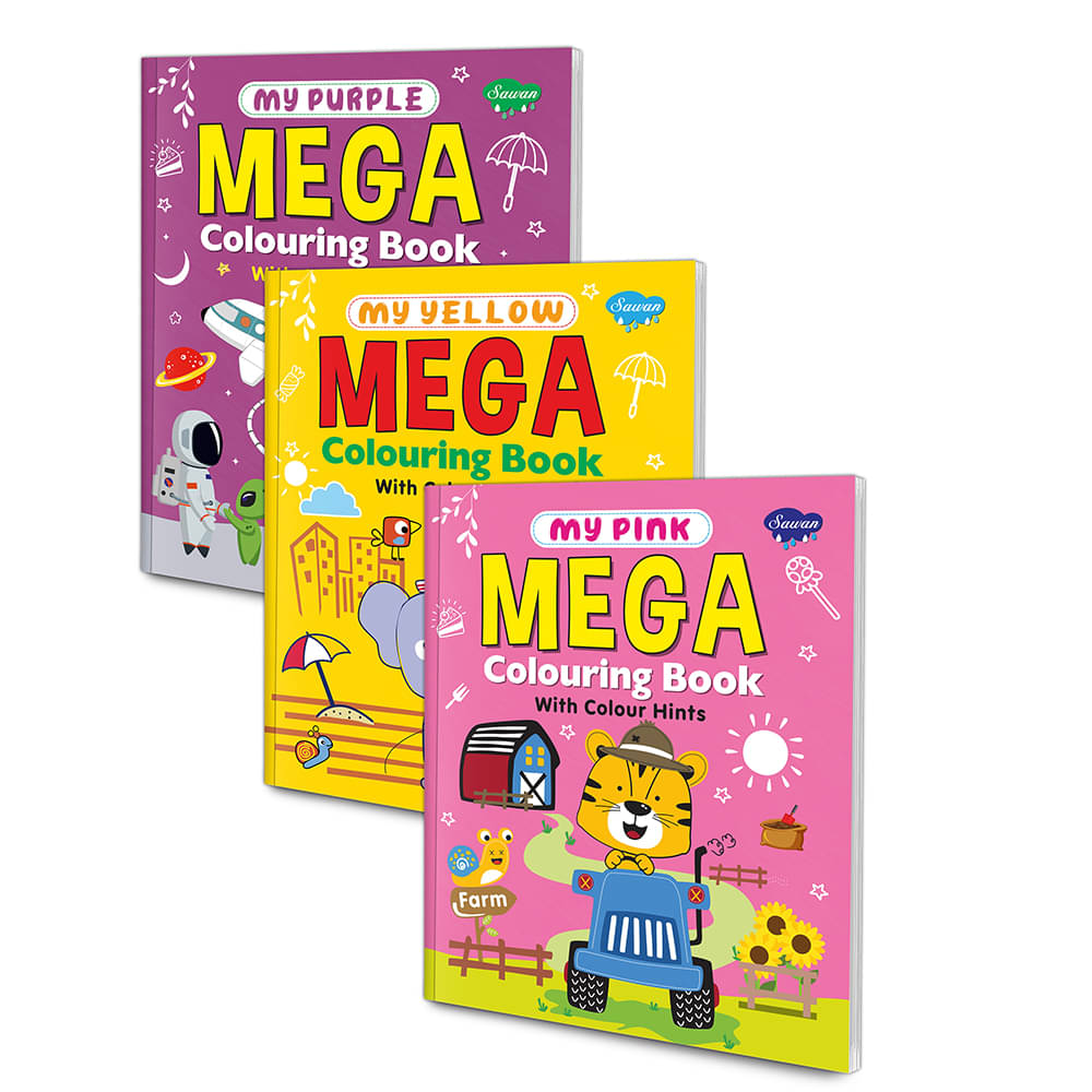 Set of 3 Mega Colouring Books | My Pink Mega Colouring Book, My Yellow Mega Colouring Book and My Purple Mega Colouring Book |The Triumphant Trio of Coloring Books Set of 3 Mega Colouring Books | My Pink Mega Colouring Book, My Yellow Mega Colouring Book and My Purple Mega Colouring Book |The Triumphant Trio of Coloring Books