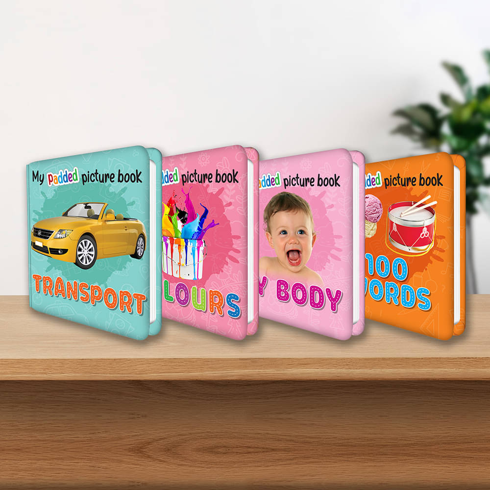     			Set of 4 MY PADDED PICTURE BOOK My Body, Transport, 100 Words and Colours| A Delightful Quartet of Picture Books on My Body, Transport, 100 Words, and Colours