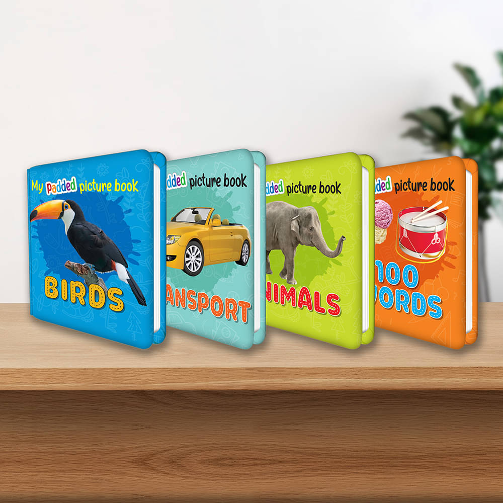     			Set of 4 MY PADDED PICTURE BOOK Animals, Birds, Transport and 100 Words|