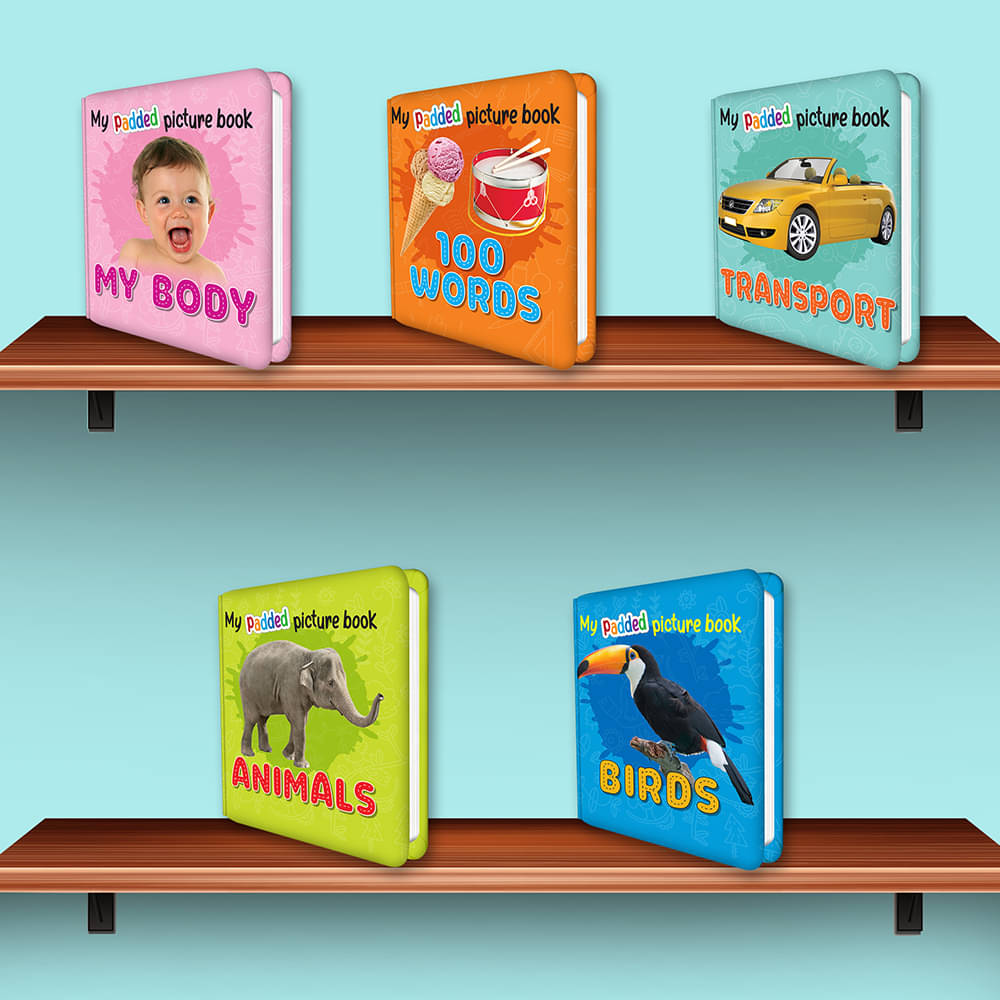     			Set of 5 MY PADDED PICTURE BOOK My Body, Transport, 100 Words, Animals and Birds| A Fun and Educational Set of 5 Padded Picture Books on My Body, Transport, 100 Words, Animals, and Birds