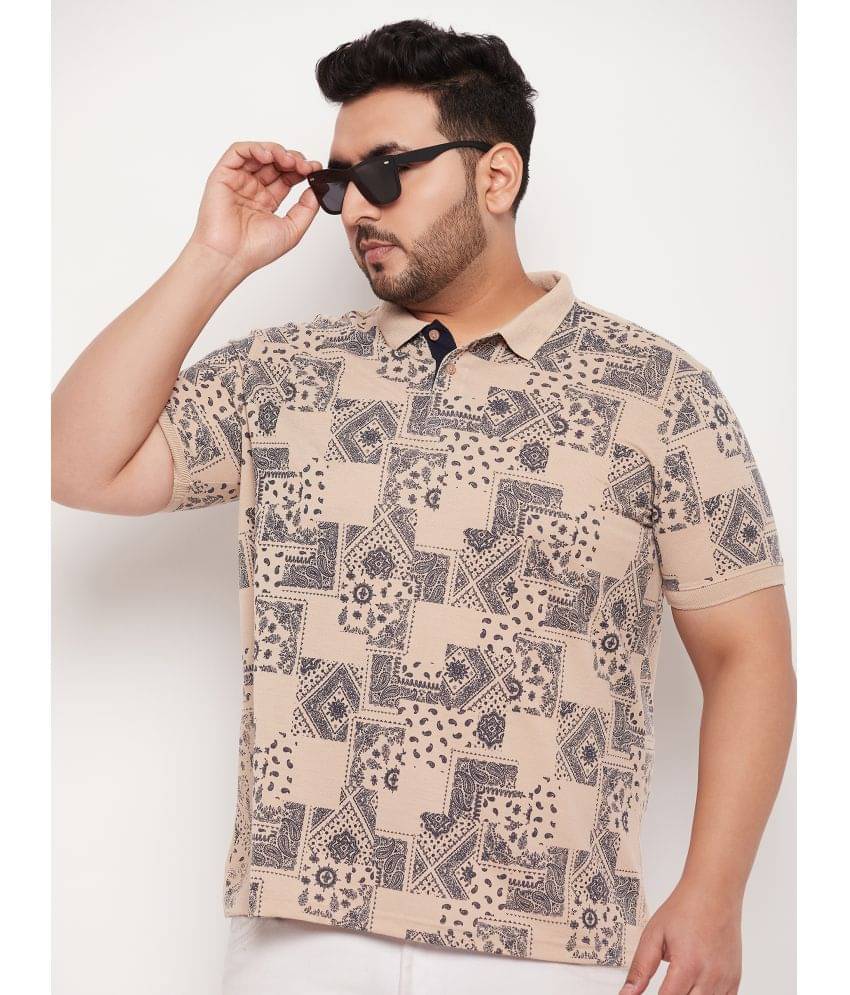 XPLUMP Pack of 1 Cotton Blend Regular Fit Printed Half Sleeves Men's Polo T Shirt ( Beige ) XPLUMP Pack of 1 Cotton Blend Regular Fit Printed Half Sleeves Men's Polo T Shirt ( Beige )