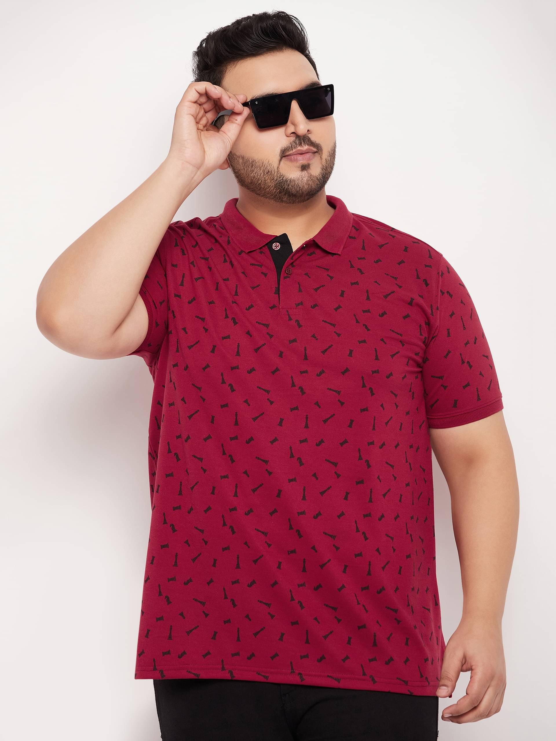 XPLUMP Pack of 1 Cotton Blend Regular Fit Printed Half Sleeves Men's Polo T Shirt ( Maroon ) XPLUMP Pack of 1 Cotton Blend Regular Fit Printed Half Sleeves Men's Polo T Shirt ( Maroon )