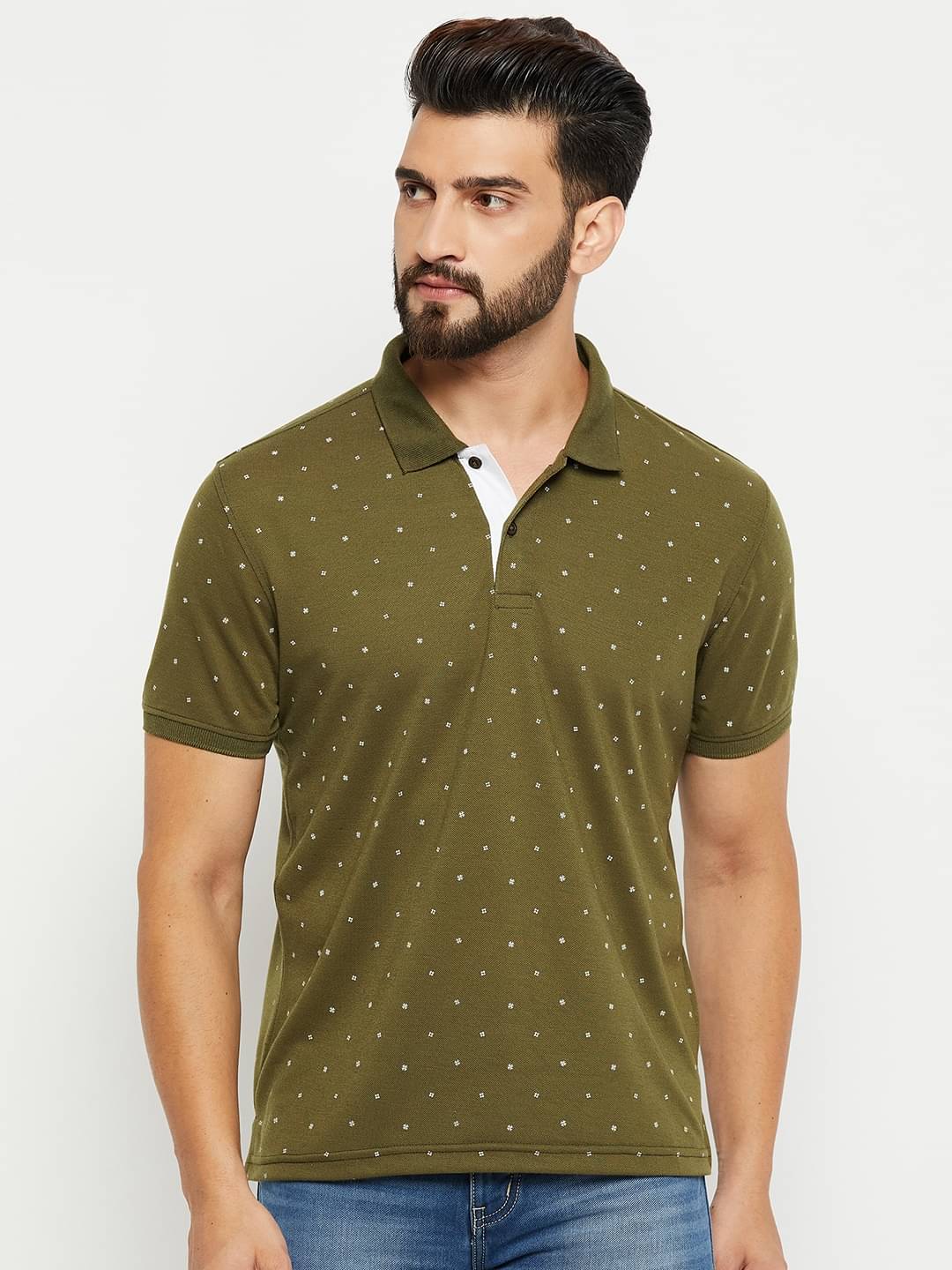     			XPLUMP Pack of 1 Cotton Blend Regular Fit Printed Half Sleeves Men's Polo T Shirt ( Green )