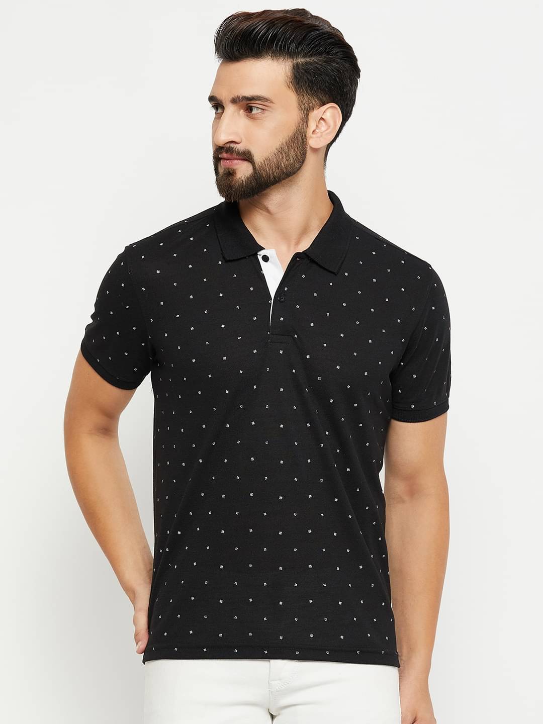     			XPLUMP Pack of 1 Cotton Blend Regular Fit Printed Half Sleeves Men's Polo T Shirt ( Black )