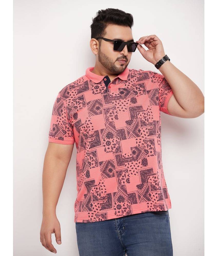 XPLUMP Pack of 1 Cotton Blend Regular Fit Printed Half Sleeves Men's Polo T Shirt ( Coral ) XPLUMP Pack of 1 Cotton Blend Regular Fit Printed Half Sleeves Men's Polo T Shirt ( Coral )