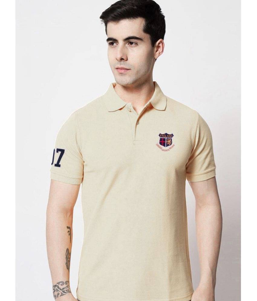     			ADORATE Pack of 1 Cotton Blend Regular Fit Solid Half Sleeves Men's Polo T Shirt ( Beige )