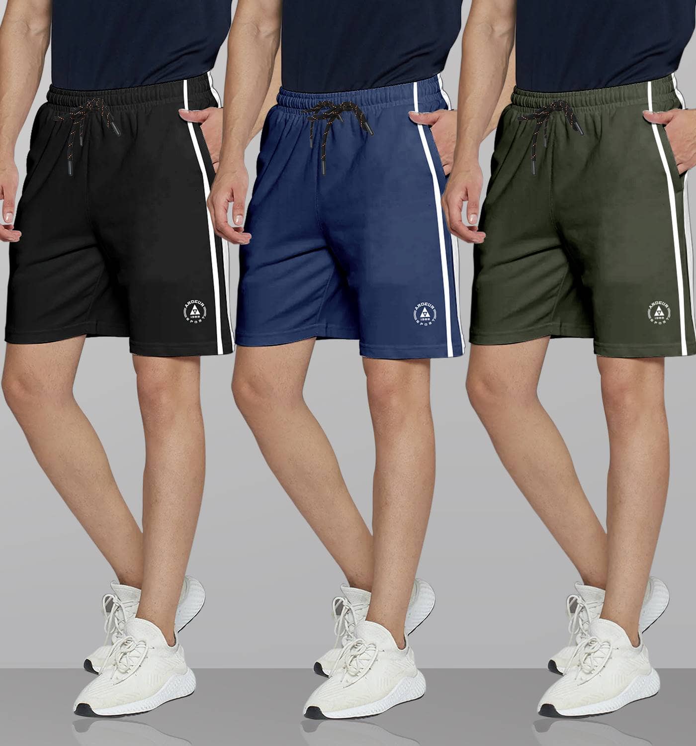 Ardeur Multi Cotton Blend Men's Shorts ( Pack of 3 ) - Shorts | Buy online on ZillyBuy
