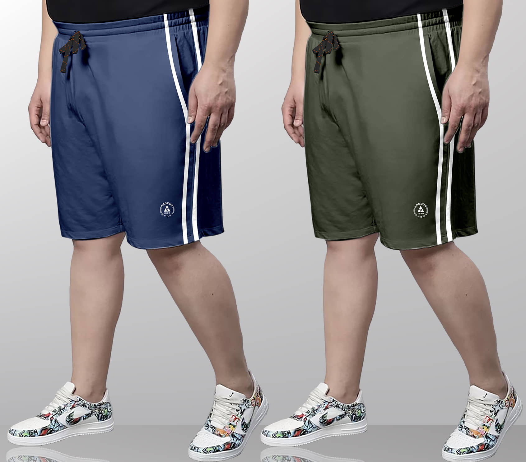 Ardeur Multi Cotton Blend Men's Shorts ( Pack of 2 ) - Shorts | Buy online on ZillyBuy