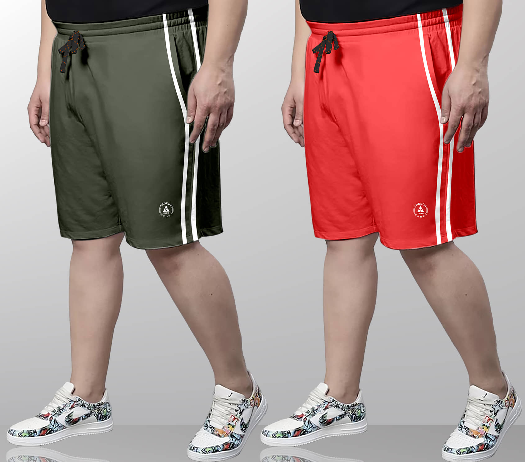 Ardeur Multi Cotton Blend Men's Shorts ( Pack of 2 ) - Shorts | Buy online on ZillyBuy
