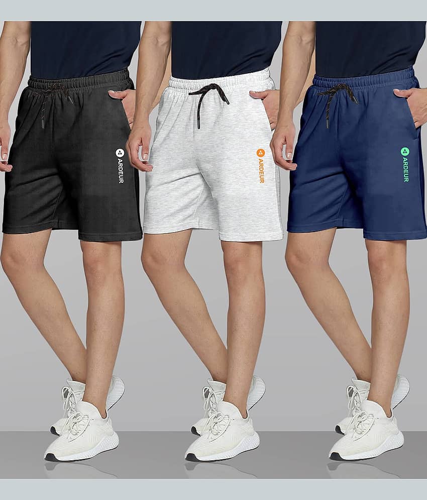 Ardeur Multi Cotton Blend Men's Shorts ( Pack of 3 ) - Shorts | Buy online on ZillyBuy