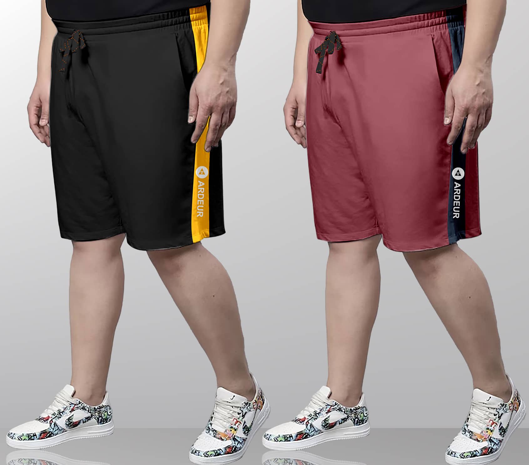 Ardeur Multi Cotton Blend Men's Shorts ( Pack of 2 ) - Shorts | Buy online on ZillyBuy