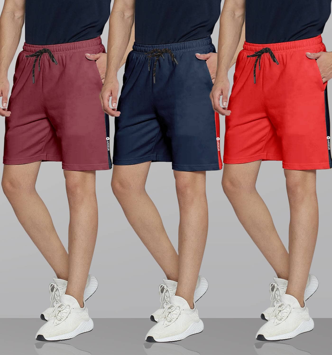 Ardeur Multi Cotton Blend Men's Shorts ( Pack of 3 ) - Shorts | Buy online on ZillyBuy