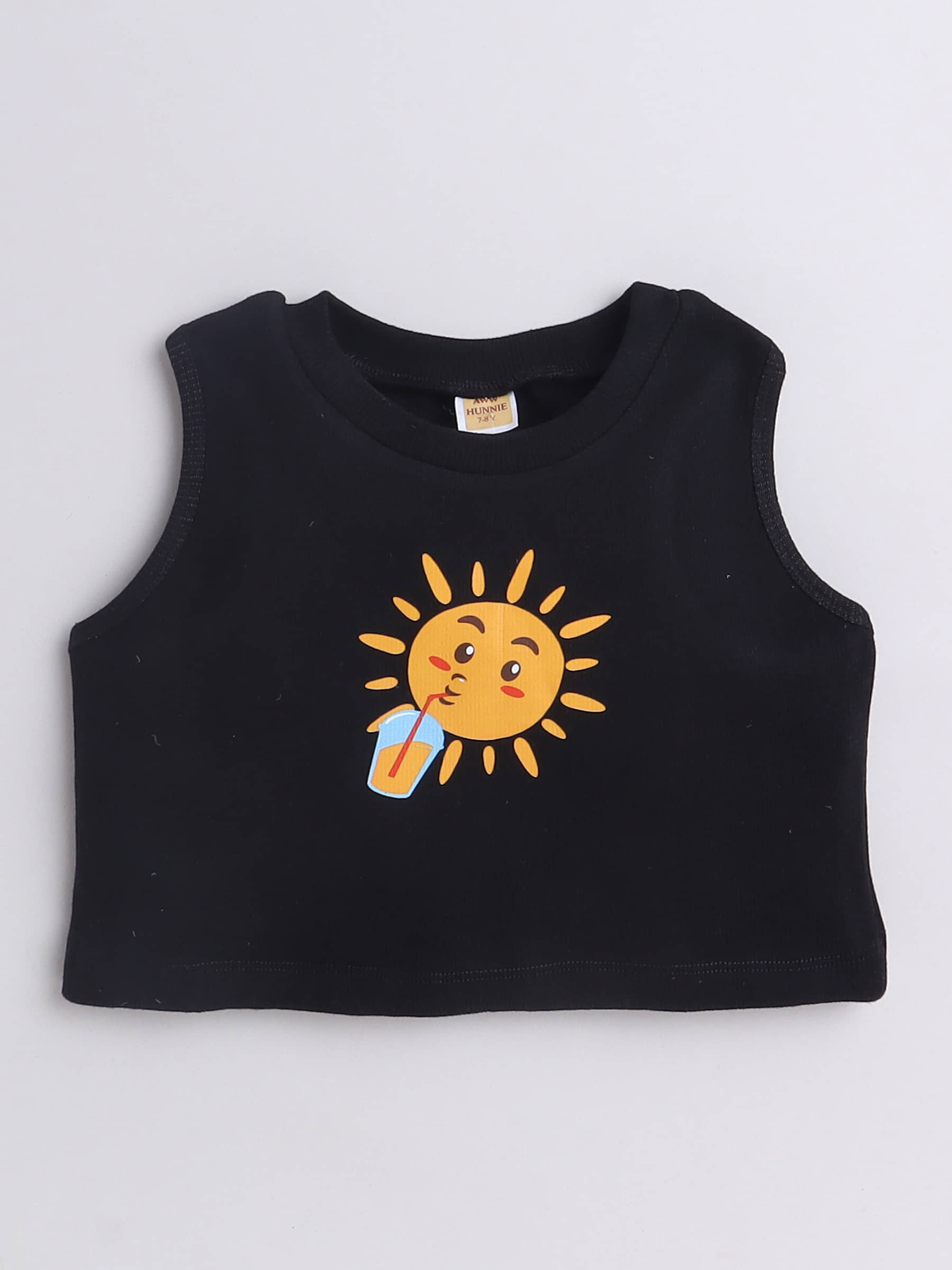 Aww Hunnie Pack of 1 Girls Cotton Top ( Black )