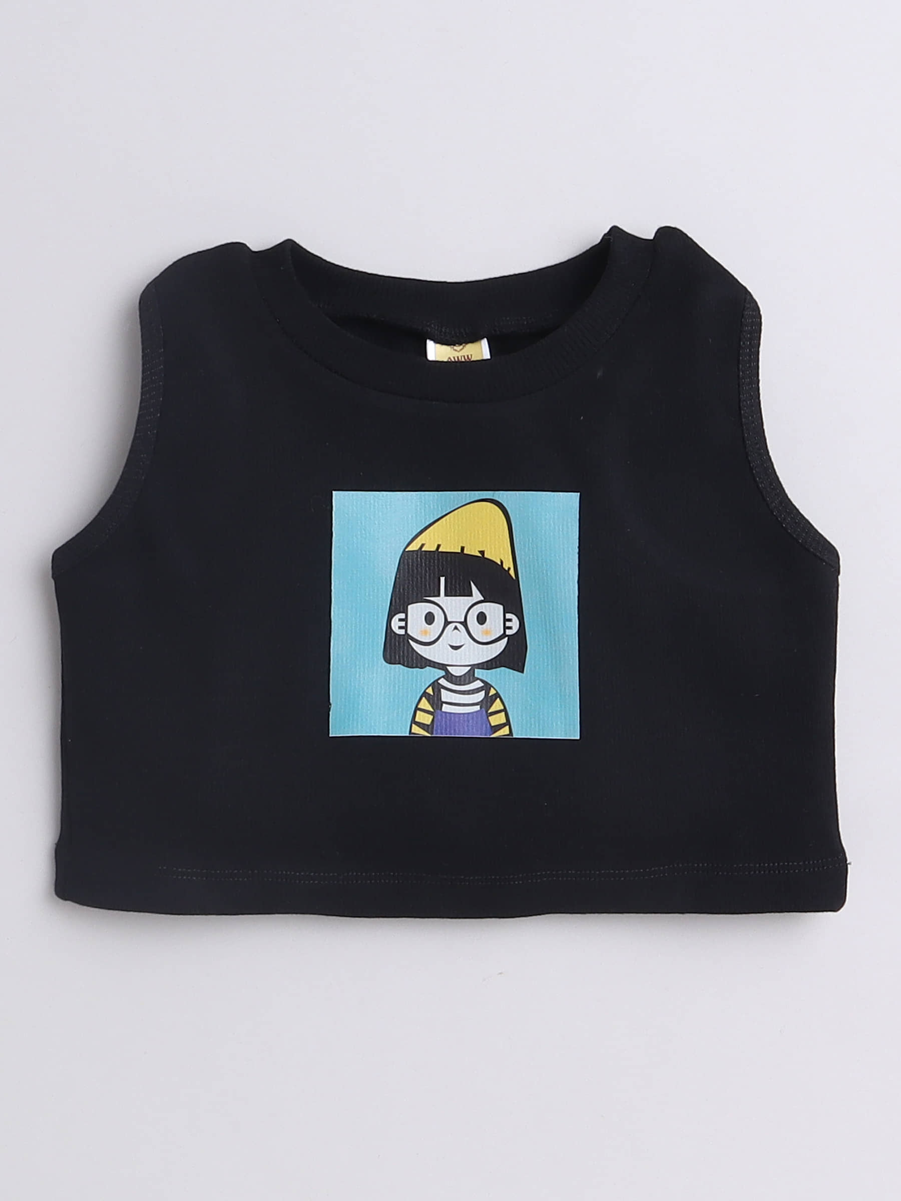 Aww Hunnie Pack of 1 Girls Cotton Top ( Black )