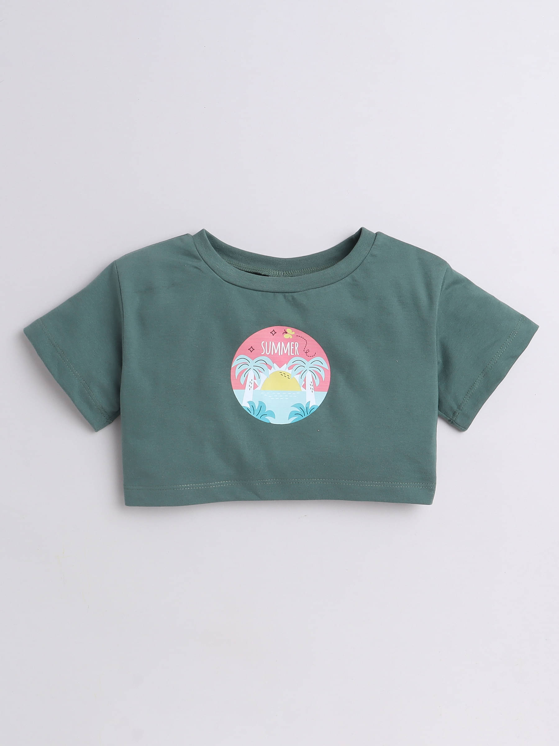     			Aww Hunnie Pack of 1 Girls Cotton Top ( Green )
