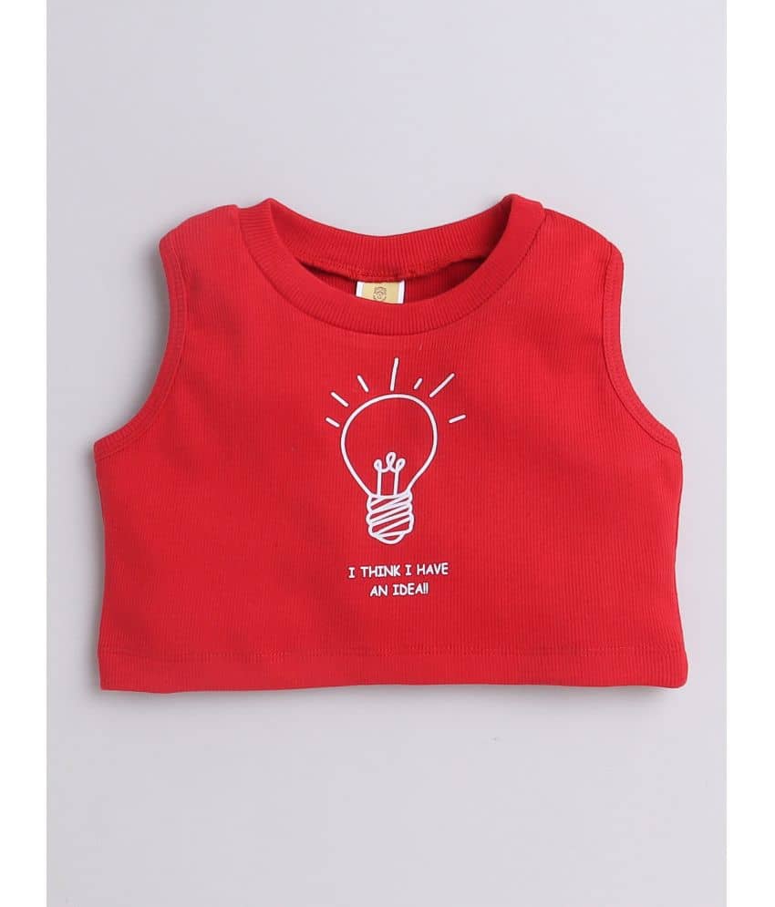 Aww Hunnie Pack of 1 Girls Cotton Top ( Red )