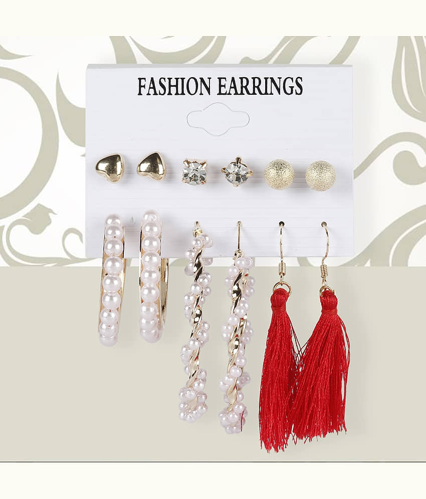 Chocozone White Danglers Earrings ( Pack of 6 ) - Earrings | Buy online on ZillyBuy