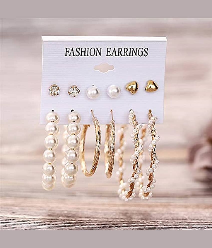 Chocozone White Danglers Earrings ( Pack of 6 ) - Earrings | Buy online on ZillyBuy