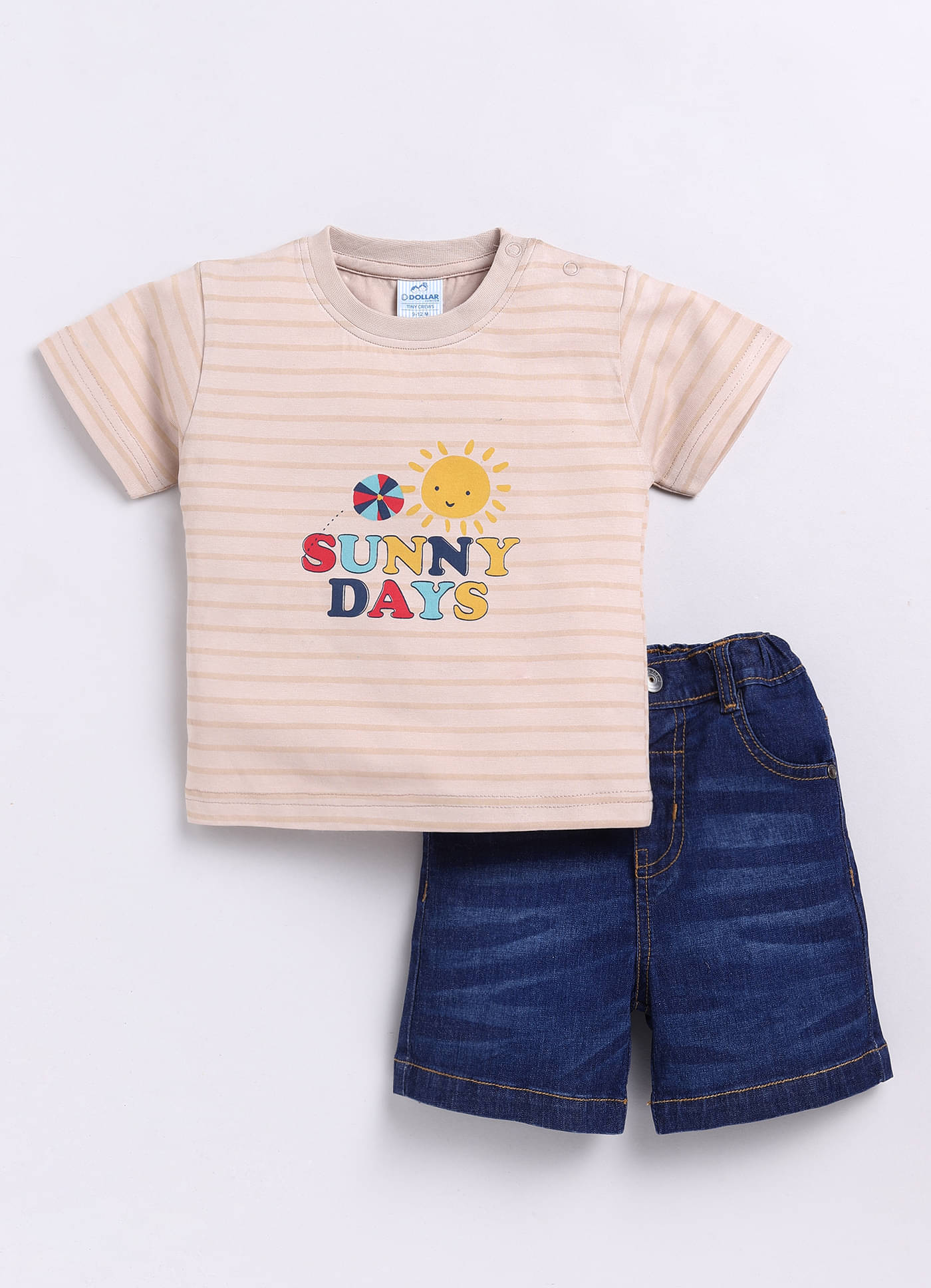     			Dollar Beige Cotton Baby Boy T-Shirt & Shorts ( Pack of 1 )