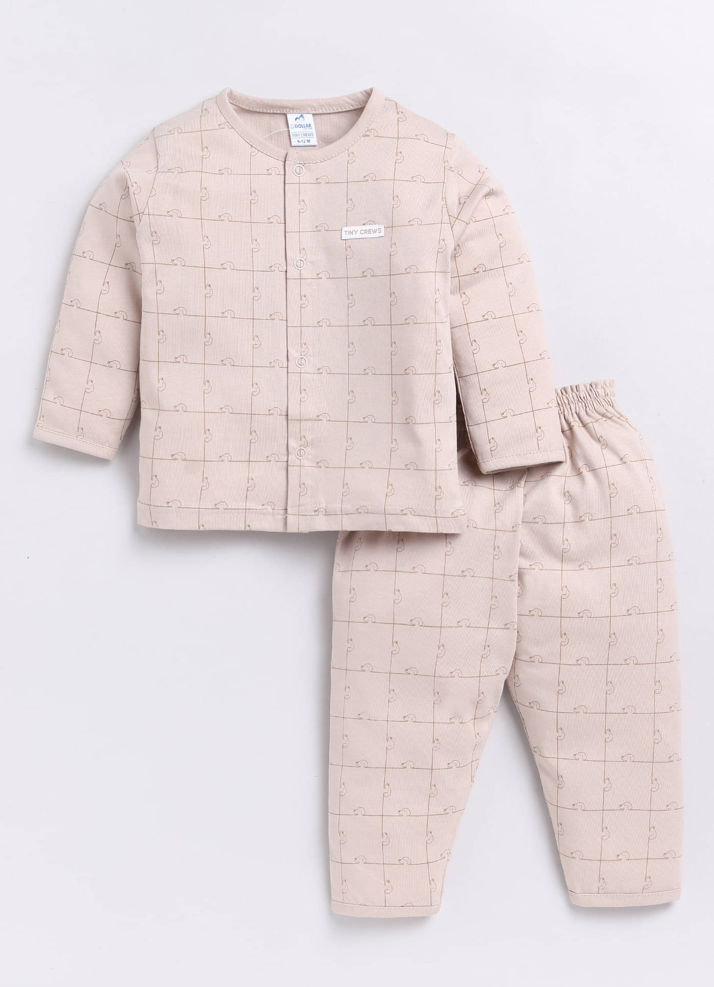     			Dollar Pack of 1 Baby Boys Cotton T-Shirt & Trouser ( Beige )