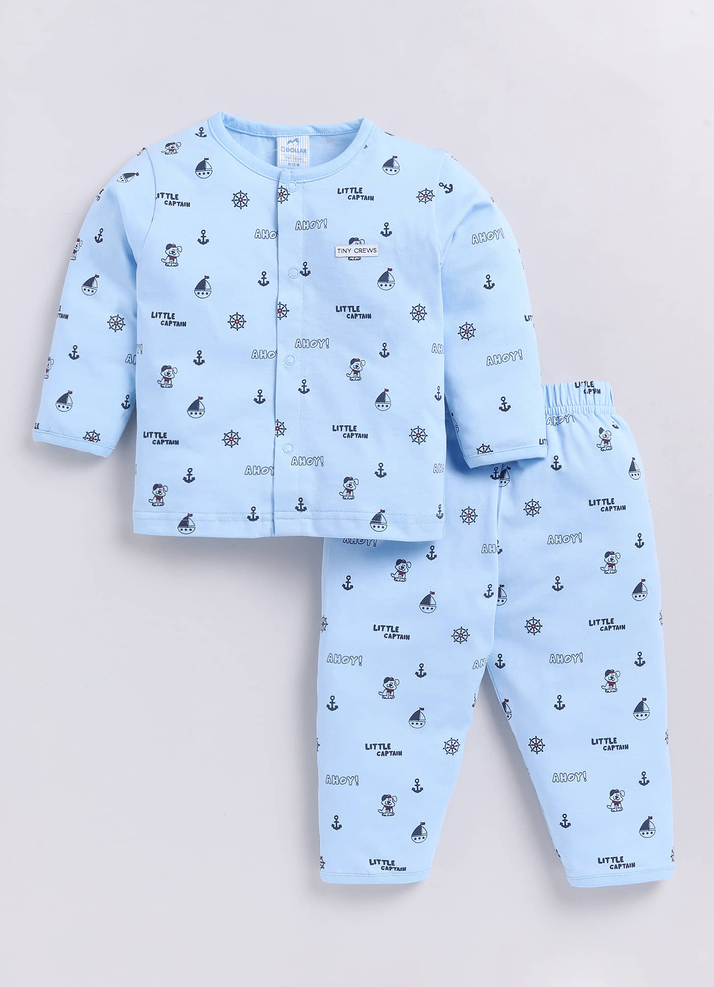 Dollar Blue Cotton Baby Boy T-Shirt & Trouser ( Pack of 1 )