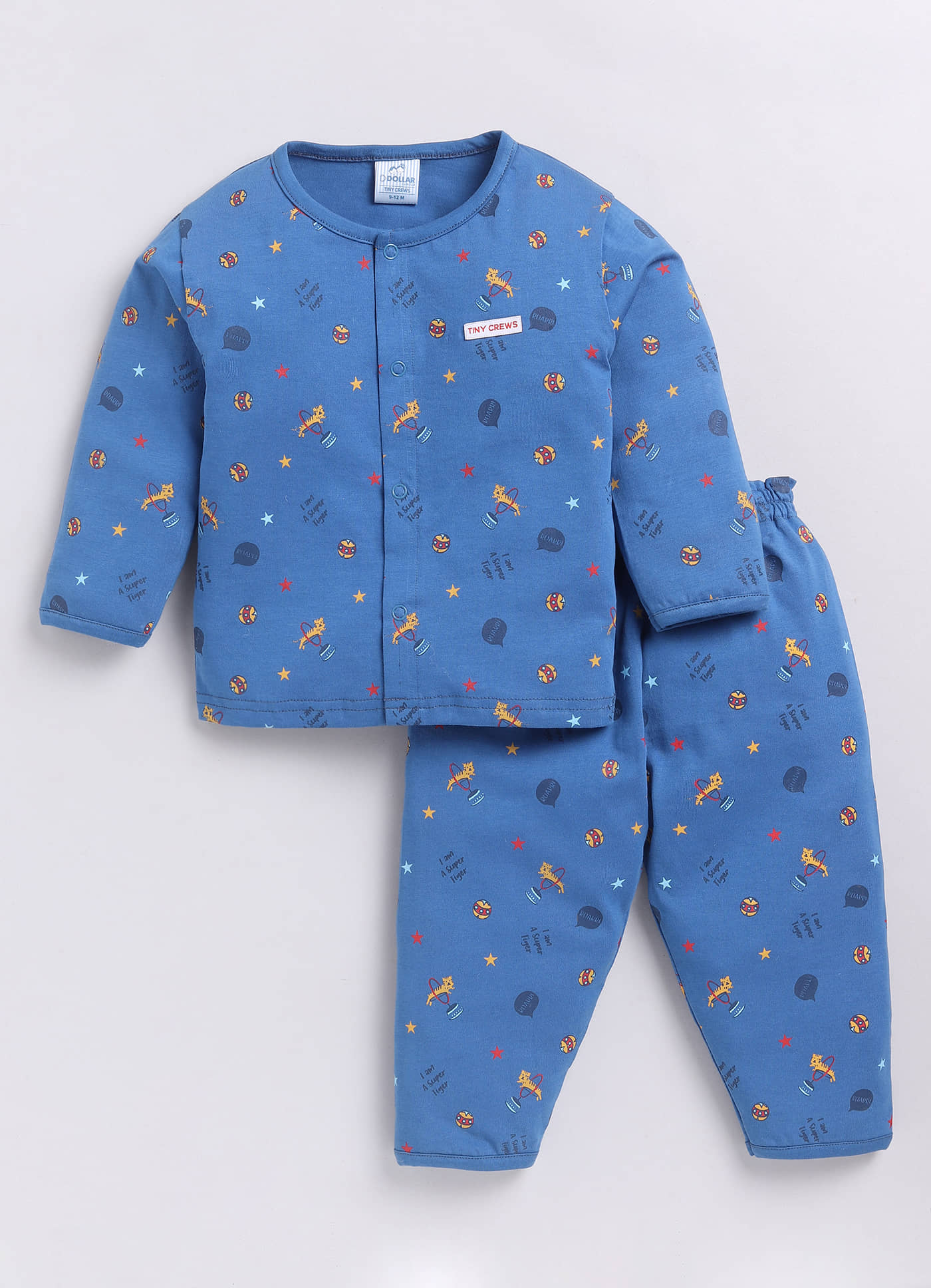 Dollar Blue Cotton Baby Boy T-Shirt & Trouser ( Pack of 1 )