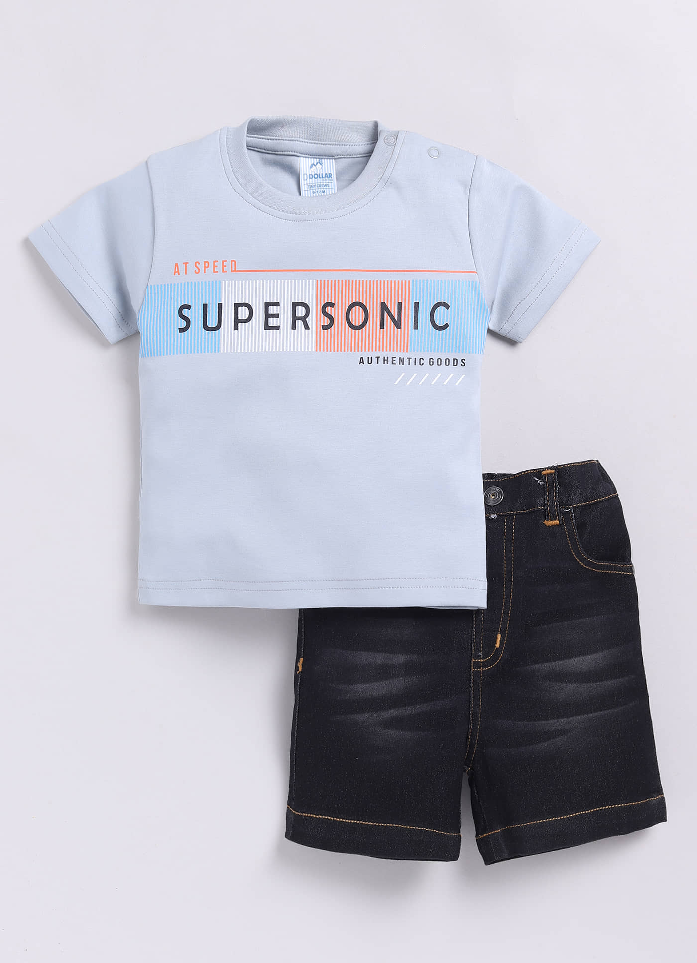 Dollar Pack of 1 Baby Boys Cotton T-Shirt & Shorts ( Blue )