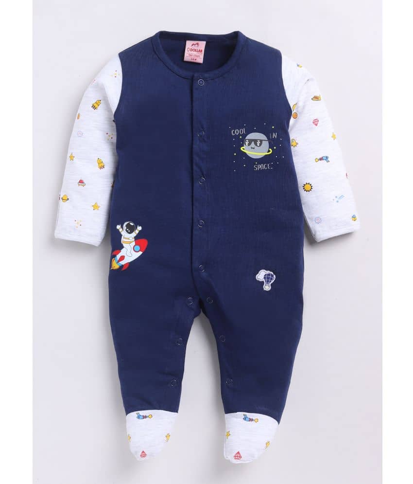 Dollar Navy Cotton Blend Bodysuit For Unisex ( Pack of 1 )