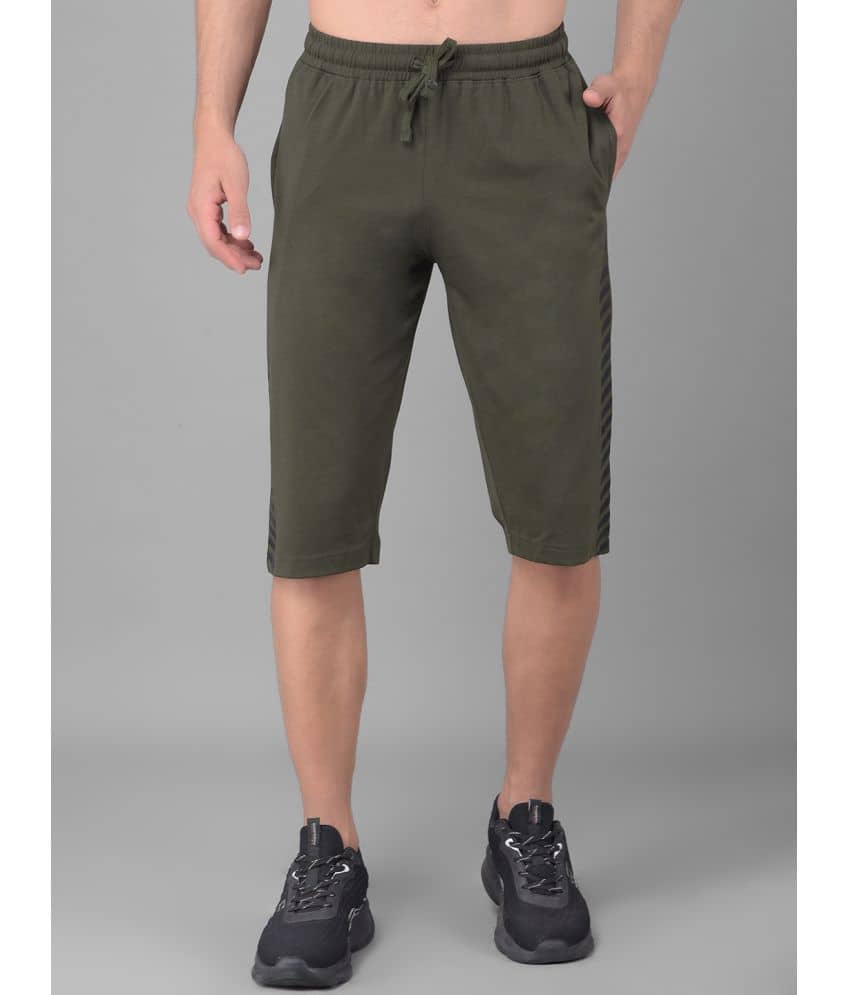 Dollar Olive Cotton Blend Men's Three-Fourths ( Pack of 1 ) - Shorts | Buy online on ZillyBuy