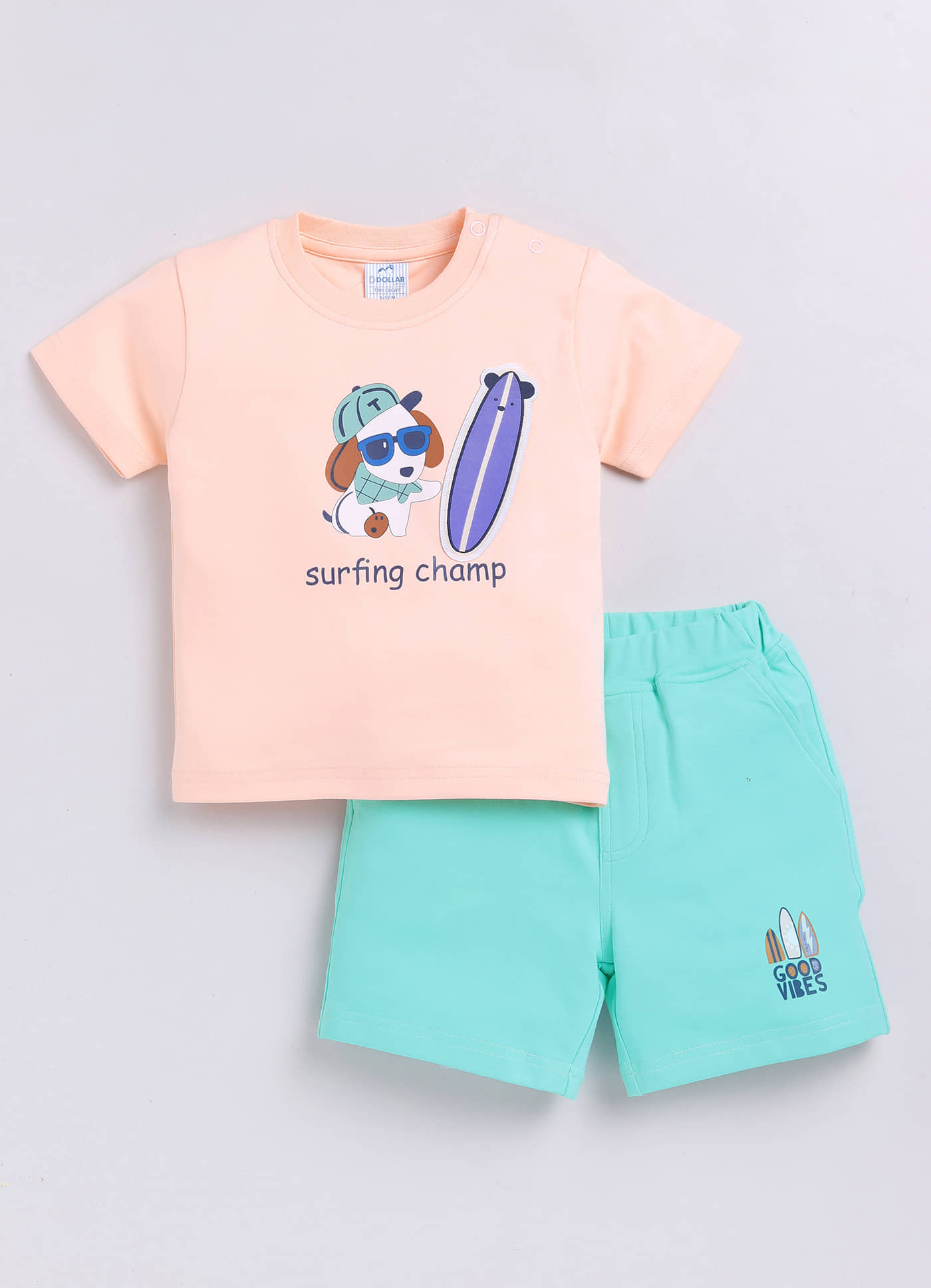 Dollar Pack of 1 Baby Boys Cotton T-Shirt & Shorts ( Orange )