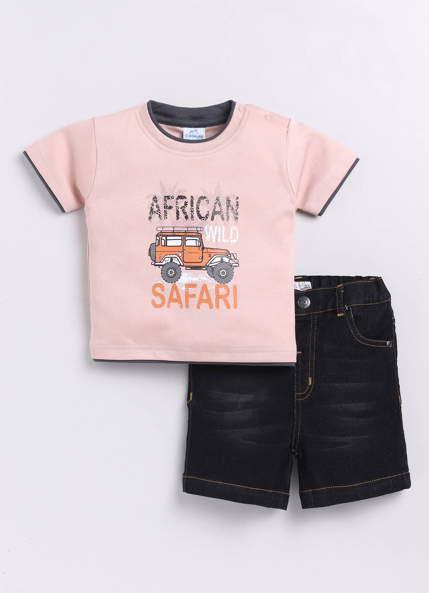     			Dollar Orange Cotton Baby Boy T-Shirt & Shorts ( Pack of 1 )