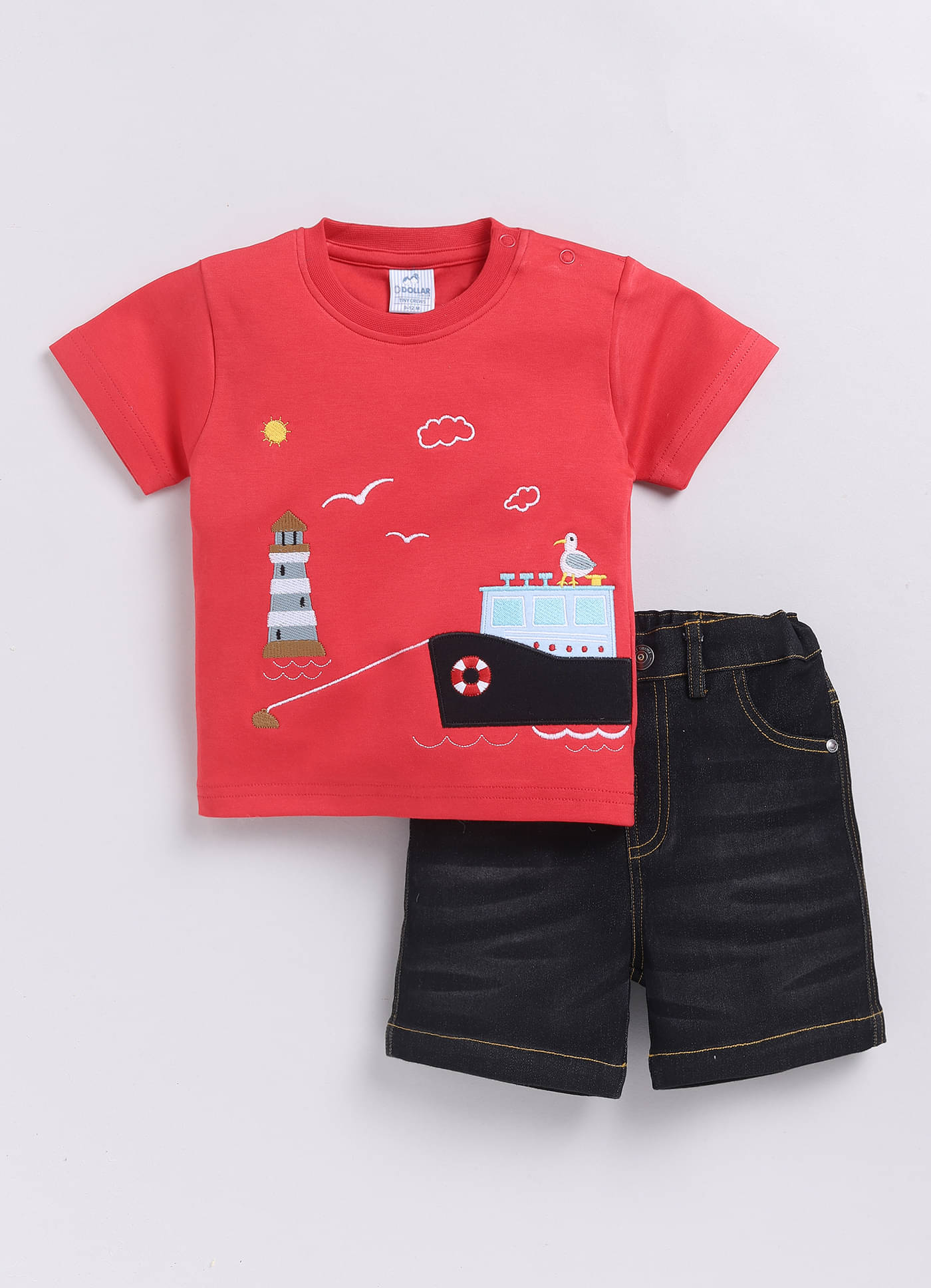     			Dollar Red Cotton Baby Boy T-Shirt & Shorts ( Pack of 1 )