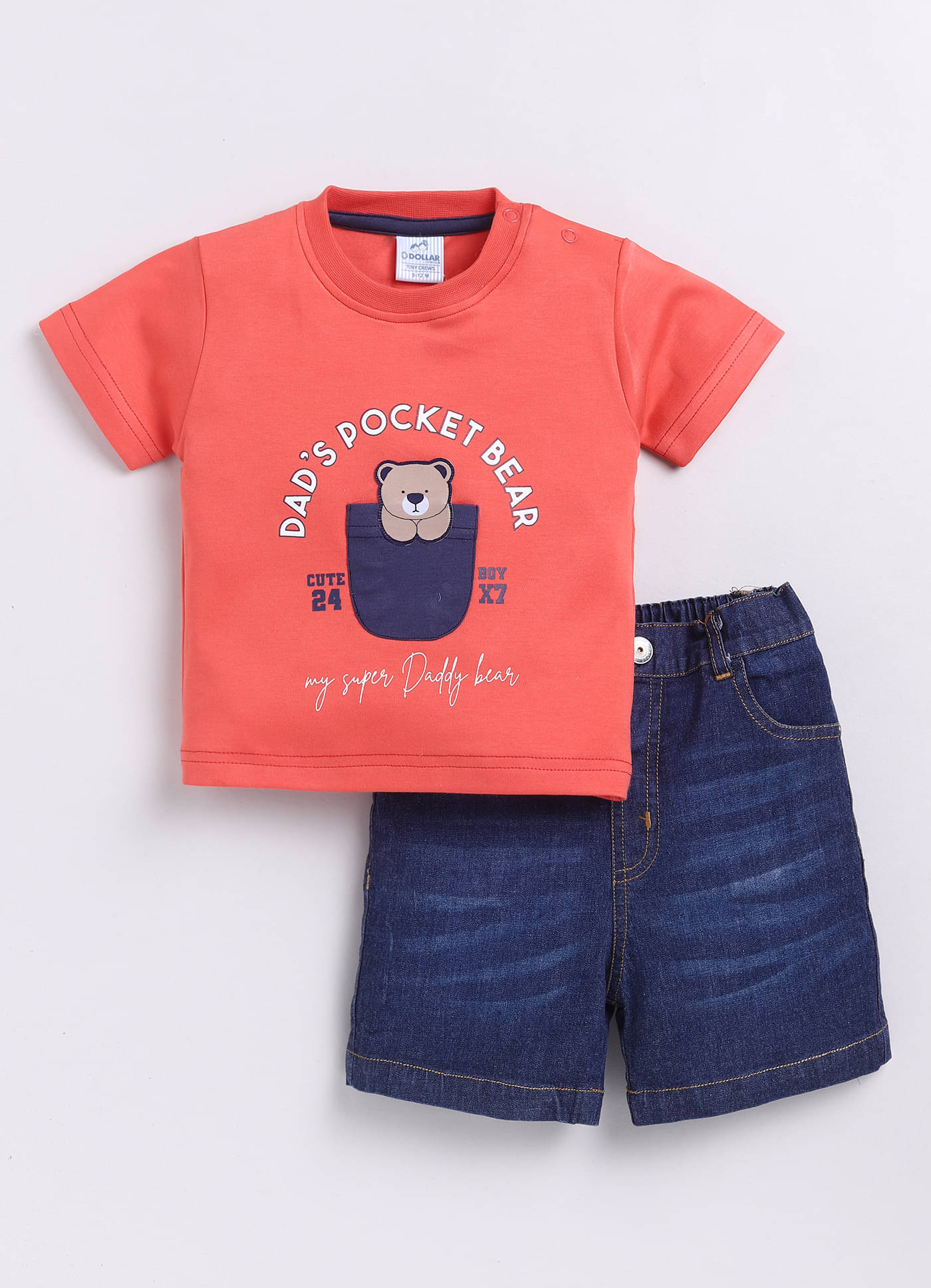     			Dollar Red Cotton Baby Boy T-Shirt & Shorts ( Pack of 1 )