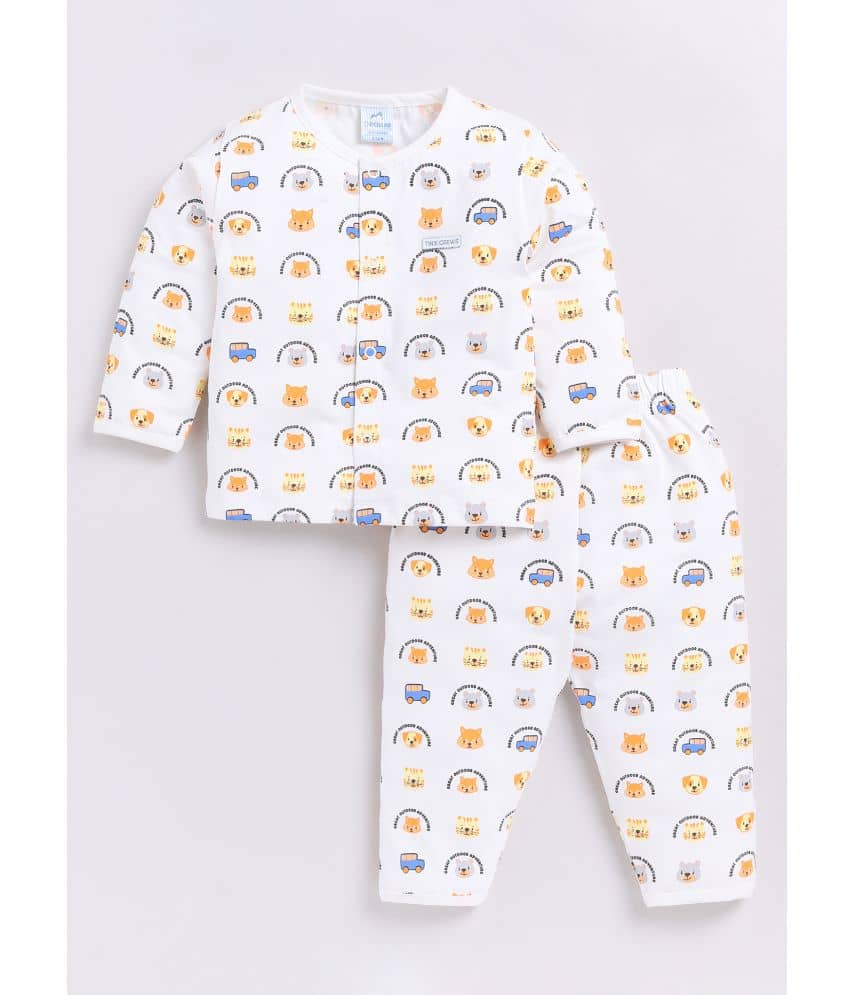 Dollar White Cotton Baby Boy T-Shirt & Trouser ( Pack of 1 )