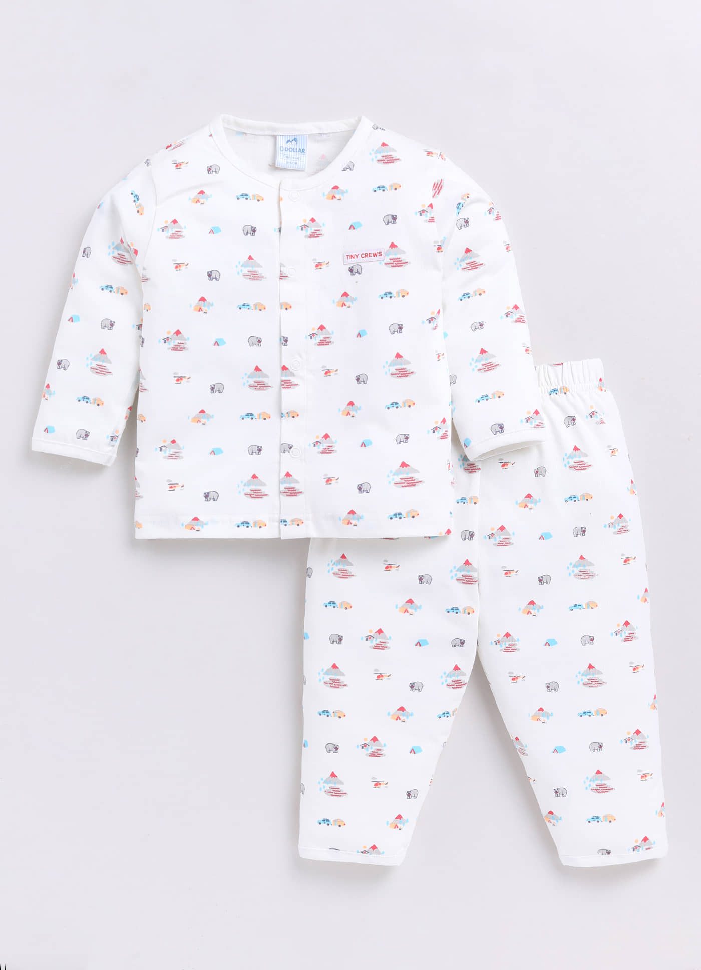 Dollar White Cotton Baby Boy T-Shirt & Trouser ( Pack of 1 )
