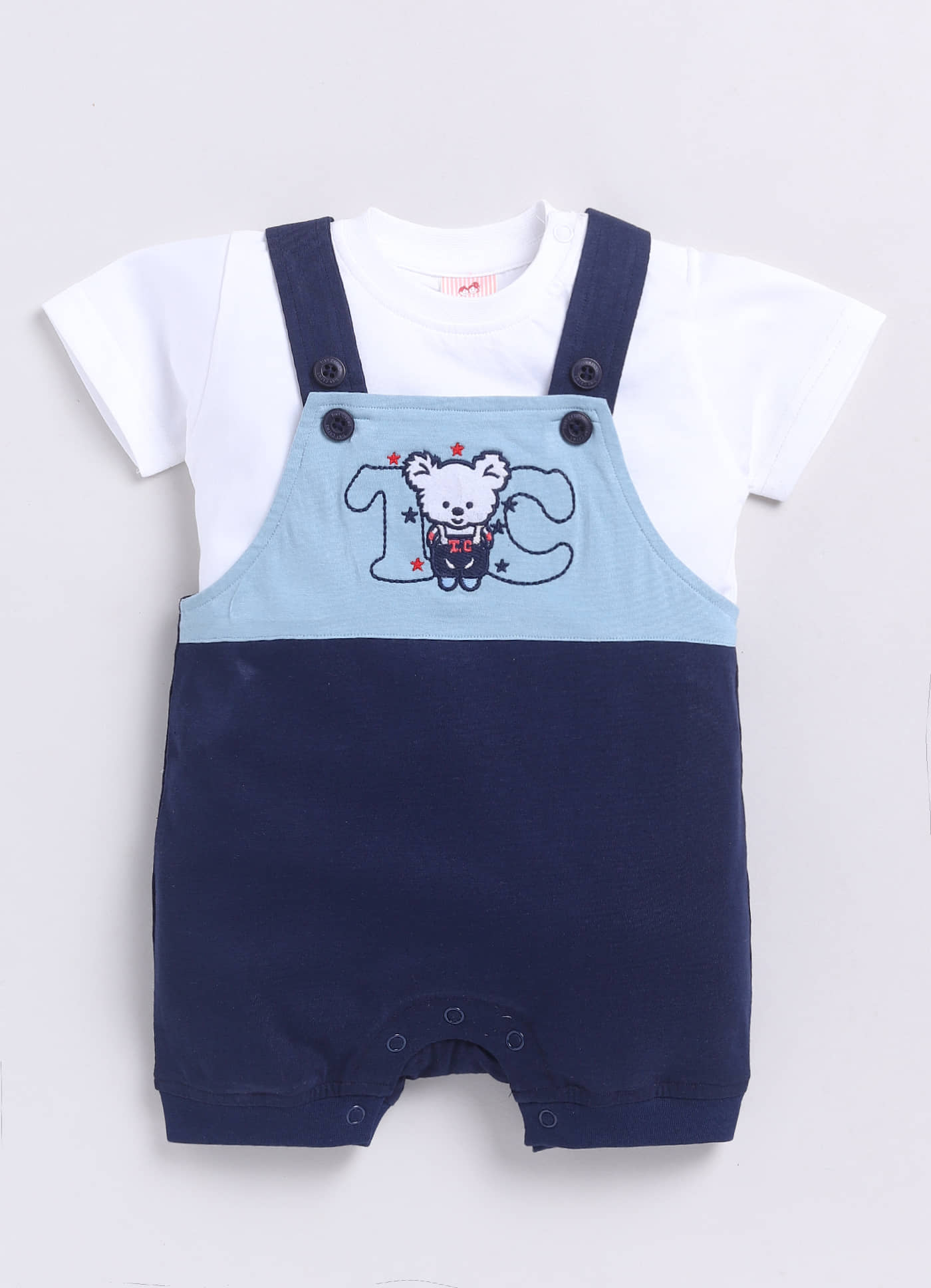 Dollar White Cotton Blend Bodysuit For Unisex ( Pack of 1 )