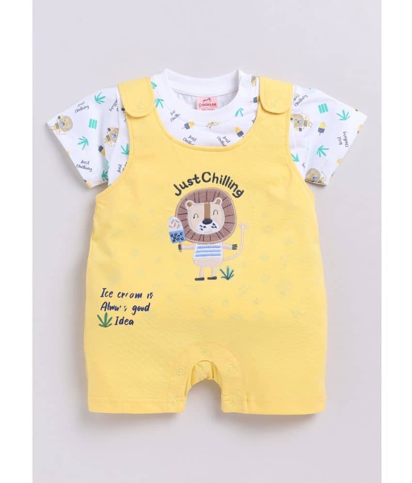 Dollar White Cotton Blend Bodysuit For Unisex ( Pack of 1 )