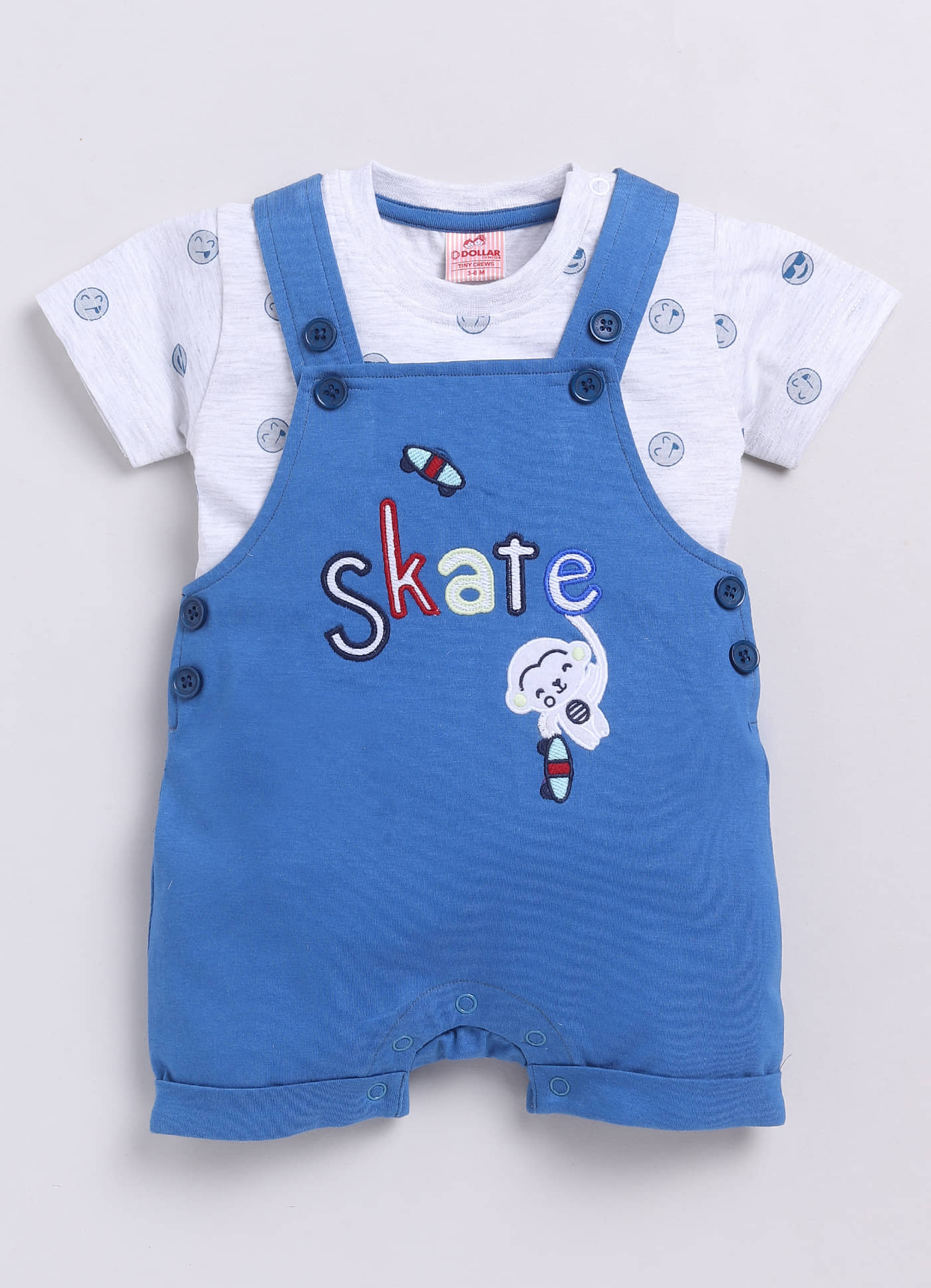 Dollar White Cotton Blend Bodysuit For Unisex ( Pack of 1 )