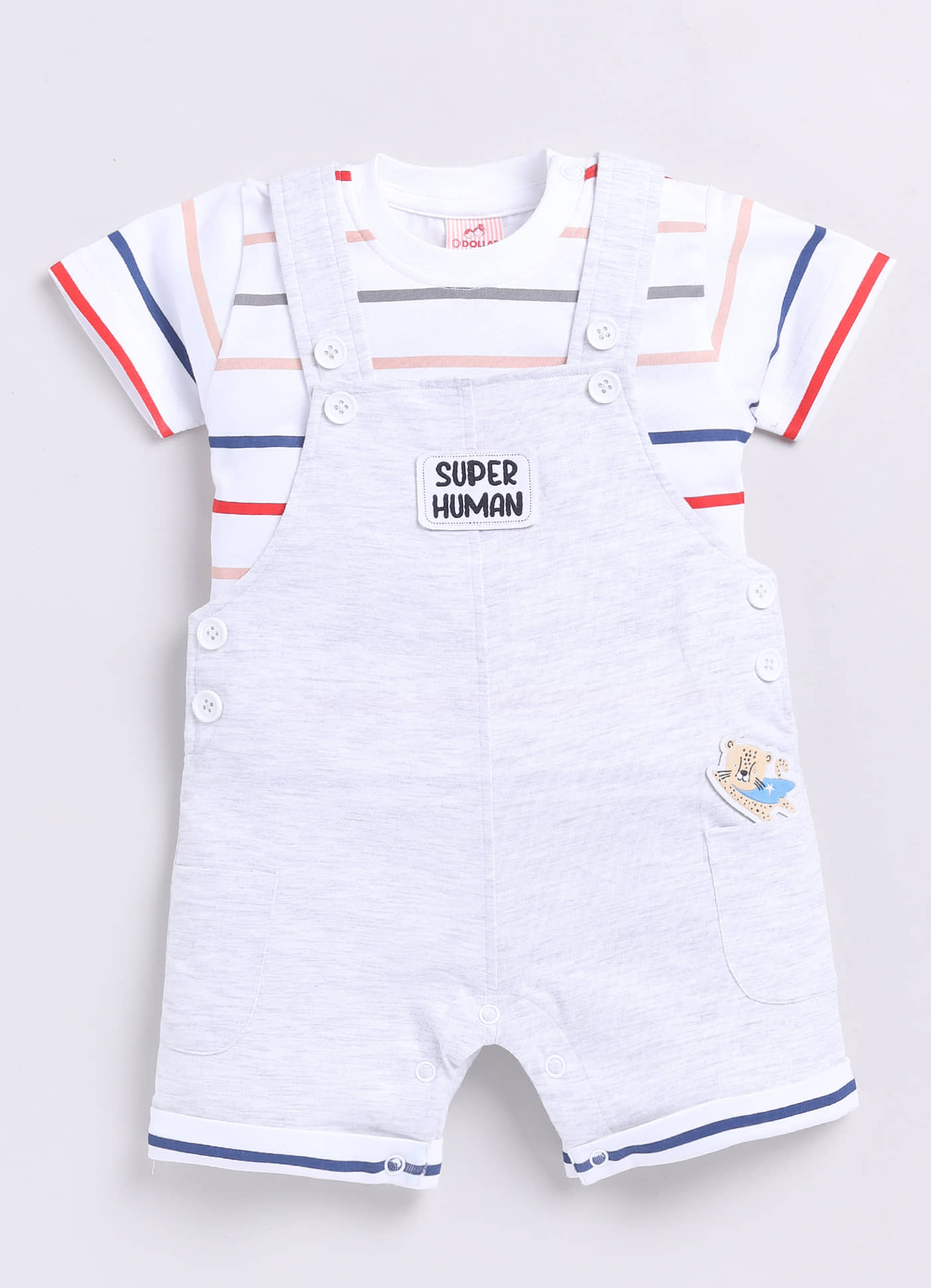 Dollar White Cotton Blend Bodysuit For Unisex ( Pack of 1 )
