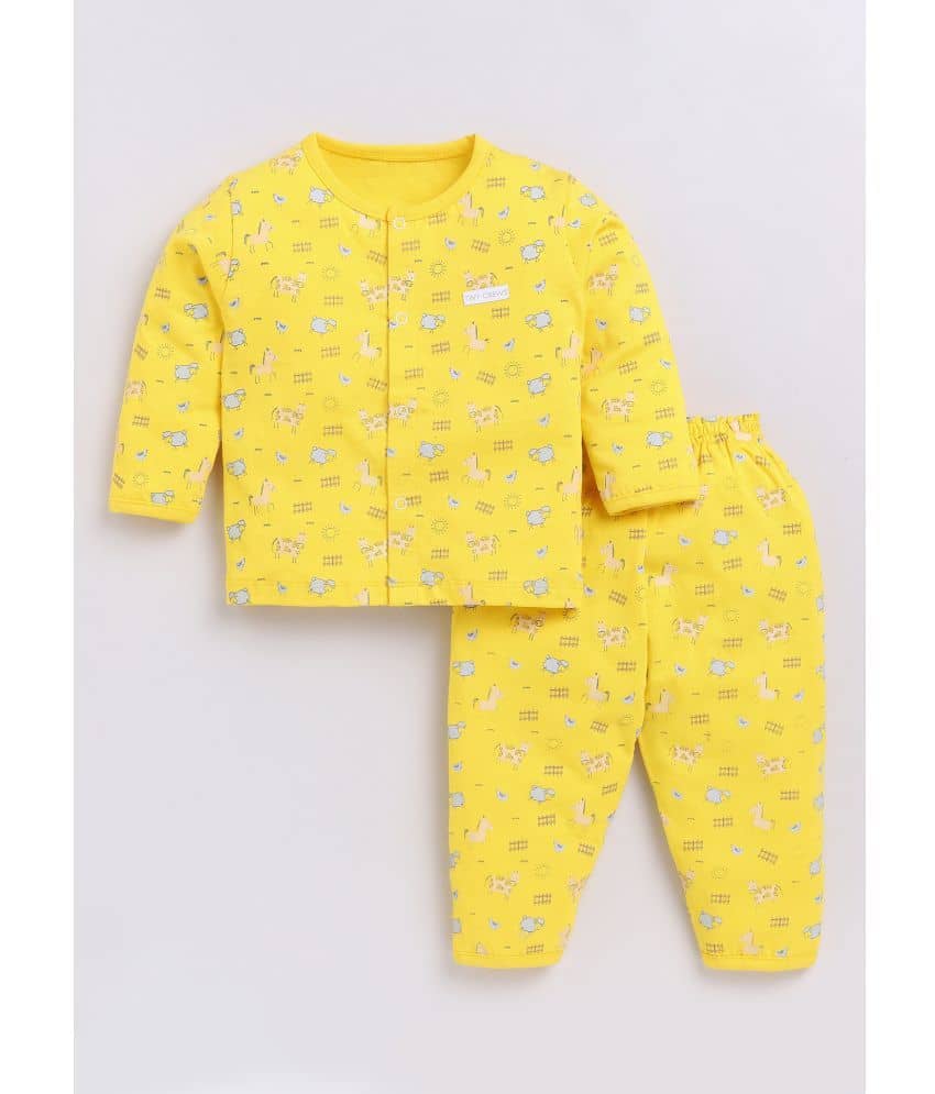 Dollar Yellow Cotton Baby Boy T-Shirt & Trouser ( Pack of 1 )