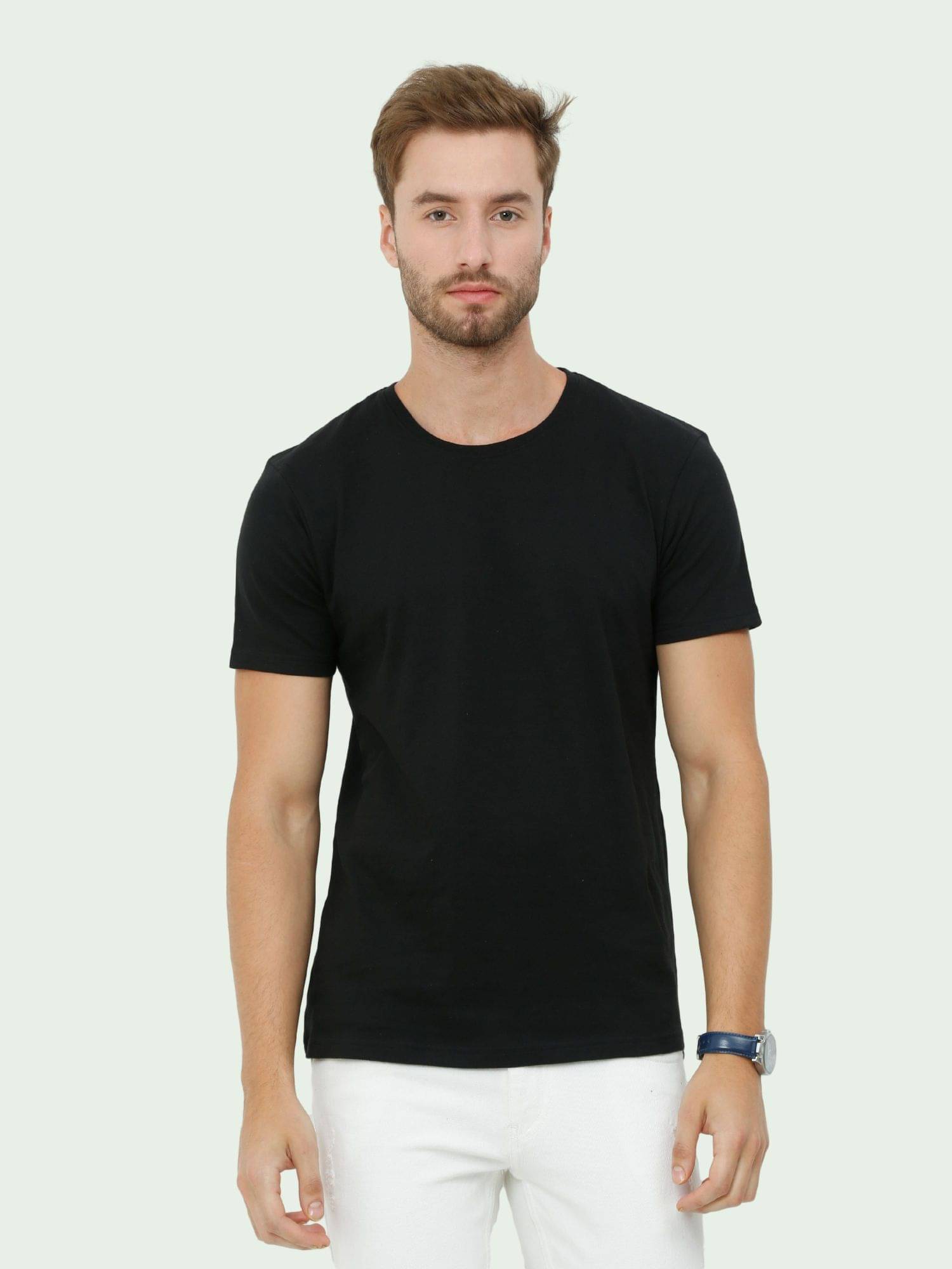 ECOLINE Clothing Pack of 1 Cotton Blend Regular Fit Men's T-Shirt ( Black )     			ECOLINE Clothing Pack of 1 Cotton Blend Regular Fit Men's T-Shirt ( Black )