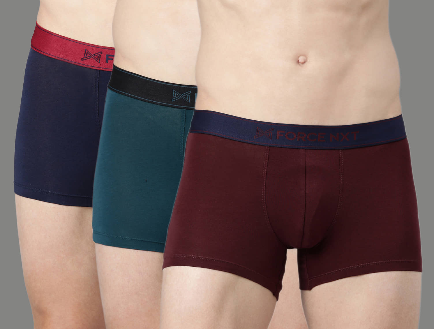 Force NXT Pack of 3 Cotton Trunks For Men's ( Multicolor )